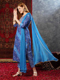 Gosriki Women'S Cotton Blend Straight Printed Kurta With Pant & Dupatta (Vedhabali Blue-Jl-Gs_M_Blue_Medium),Blue,,B0D73WG2X2