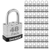 DAERDUO 48 Pack 40 mm (1-9/16) Keyed Alike Laminated Padlocks with 96 Keys, Hardened Steel Short Shackle, Heavy-Duty Locks for G