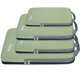 Bagail 4 Set/6 Set Compression Packing Cubes Travel Accessories Expandable Packing Organizers, 4Matcha Green, Cloth Pattern