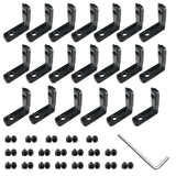 20pcs Black 2020 Series L-Shape Interior Inside Corner Connector Joint Bracket with Screws + 1pcs Wrench for Slot 6mm 20S Alumin