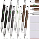 Zhanmai 8 Pcs 6 in 1 Multitool Pen Bulk Gift for Men Multi Tool Pen with Ruler Level Screwdriver Stylus Cool 20 Ink Refill Tool