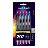 uni - ball uni-ball 207 Retractable Gel Pens, Ultra Micro Point (0.38mm), Blue, 5 Count