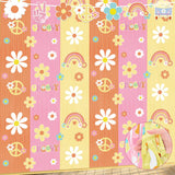 WovWeave 2 Packs Groovy Party Decoration 3.3 x 6.6 ft Two Groovy Party Decorations Hippie Boho Foil Fringe Curtain Retro Daisy T