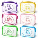 Reginary 6 Pcs Girls Trip Gifts Favors Clear Makeup Bags, Clear Travel Toiletry Bags with Zipper for Women, Waterproof PVC Cosme
