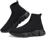 Santiro Walking Shoes for Men Lightweight High Top Sneakers Breathable Knit Socks Athletic Running Shoes Fashion Gym Sports Shoes All Black 10 US-New
