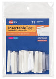 Avery Insertable SelfAdhesive Tabs with Printable Inserts, 2, Permanent Adhesive, Clear, Pack of 25 Index Tabs (16241)