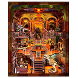 Book Nook Kit for Adults - DIY Dinosaur Museum Booknook, 3D Wooden Dollhouse Puzzle with LED Lights, Miniature Bookshelf Decor f