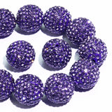 Dowarm 16MM Purple Violet Rhinestone Beads for Crafting, Round Polymer Clay Crystal Beads for Jewelry Making Bracelet Necklace E