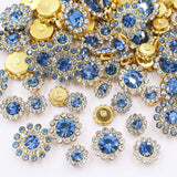 100pcs Crystals Glass Sew on Rhinestones with Gold Claw Mixed 8mm 10mm 12mm 14mm Sunflower Gems for Sewing Headband Jewelry Craf
