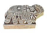 Global Art Decorative Elephant Printing Block Hand Craved Wooden Textile Block Bed Sheet Design Printing Block Collectible Wo