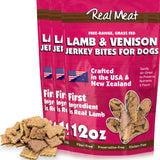Real Meat Dog Treats - Three 12oz Bag of Bite-Sized Air-Dried Lamb & Venison Jerky for Dogs - Grain-Free Jerky Dog Treats with 9