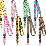 Outus 8 Pieces Key Lanyard ID Lanyards Neck Strap Key Chain Holder Wristlet Lanyard for Women Men (Flower)