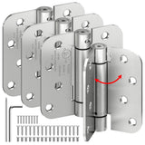 ISOKER 4-Pack Self Closing Door Hinges, 4 Inch Spring Loaded Door Hinges, Adjustable Tension for Exterior,Garage, Front Back Doo