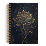 QLMX Gold Lotus Floral Spiral Notebook, Lotus Flower Journal Notebook, Yoga Spiritual Notebooks for School Work, Inspirational M