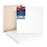 U.S. Art Supply 30 x 30 inch Stretched Canvas 12-Ounce Triple Primed, 3-Pack - Professional Artist Quality White Blank 3/4 Profi