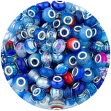 LAIDANLA Blue Mix Large Hole Beads, 100pcs 15mm Round Resin, Plastic, Acrylic Craft Beads for Jewelry Making, Bracelet, Necklace