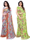 Satrani Womens Polyester Saree (1926ST306_1850ST172_Grey||Light Green)