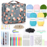 Katech Beginner Yarn for Crocheting and Knitting-Crochet Yarn Kit for Beginners-Includes 382 Yards Cotton Yarn Balls, Hooks, Acc