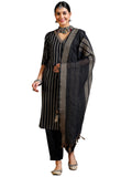 Libas Womens Woven Design Cotton Blend Straight Kurta With Salwar And Dupatta