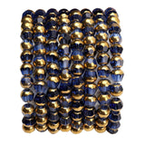 DADIFEN Glass Round Beads Royal Blue Octagon Faceted 6x5mm 100pcs Golden Edge Crystal Loose Beads for DIY Craft Jewelry Making
