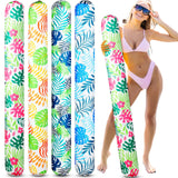 Soulchen 4 Pack Inflatable Pool Noodles Soft Fabric Covered 54'' Large Swim Noodles for Adults Hawaii Tropical Palm Leaves Premi
