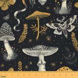 Feelyou Boho Fabric by The Yard Kids 1 Yard Mushroom Upholstery Fabric for Chairs Death Moth Waterproof Outdoor Fabric Snake Reu