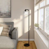 Cadmus 57 Tall Floor Lamp with Glass Shade in Blackened Bronze/White