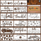 Dunzy 16 Pcs Thanksgiving Stencils for Door Mats Crafts Reusable Hello Welcome Templates Large Hello Stencil for Painting on Woo