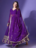 Wedani Georgette Anarkali Kurta For Women Purple,Purple,S,,,