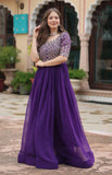 Wedani Faux Georgette Sequins-Work Anarkali Kurta Set For Women (In Alpha L Regular Purple),PURPLE,L,Georgette,anarkali,