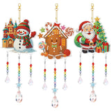 Jetec 3 Pcs Christmas Diamond Art Kits Painting Suncatcher Wind Chime Double Sided Crystal Hanging Ornaments for DIY Crafts Wind