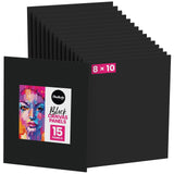 Chalkola Black Canvas Panels 8x10 inch (15 Pack) - Black Canvas for Painting Acrylic & Oil Art, Primed 100% Cotton Boards, Acid-