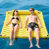 Inflatable Floating Mat/Raft/Dock/Platform, Float with Non-Slip Wave Pattern and Dual Headrest, Multi-Person Water Floating for