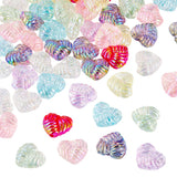 Transparent Acrylic Heart Beads Clear Heart Shape Beads, Craftdady 70Pcs UV Plating Iridescent Love Small Spacer Bead for Jewelr