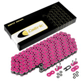 Caltric Pink 520-Pitch 120-Links O-Ring Drive Chain Compatible with ATV/UTV/Quad/Side X Side/Motorcycle/Dirtbike/with Rivet and