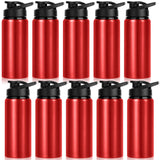 LYDTICK 10 Pack Sports Aluminum Water Bottles, 20oz Leak Proof with Snap Lids for Travel, Camping, Gym, Hiking, Fishing (Red)