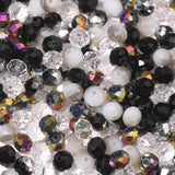 Songxi 200pcs 8mm Black Glass Beads for Jewelry Making, 5 Style 3 Size Crystal Beads for Bracelets Jewelry Making, Spacer Beads