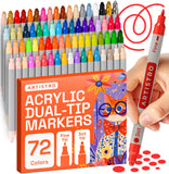 ARTISTRO 72 Acrylic Paint Markers for Rock, Fabric, Wood, Glass, Craft, Decoration - Dual-Tip Paint Pens - Stocking Stuffers, Ch