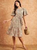 Modeve Women Paisley Print Beige Dress_Medium