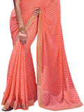 Satrani Womens Knit Pure Georgette Saree (2555S281N_Light Orange)