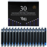 Wordsworth & Black 30 Pack Fountain Pen Ink Refills - Set of 15 Black - 15 Blue Ink Cartridges - International Standard Size - L