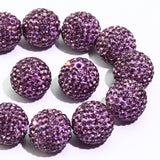 Dowarm 16MM Light Purple Rhinestone Beads for Crafting, Round Polymer Clay Crystal Beads for Jewelry Making Bracelet Necklace Ea