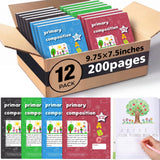 Tosstuki 12 Pack B5 Primary Composition Notebook K2 100 Sheets (200 Pages)