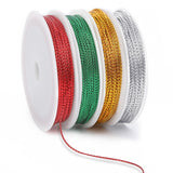 JUNEBRUSHS 87 Yards Christmas Metallic Cord Ornament String, Christmas Ribbon Cording Gold String Hanger for Crafts Ornaments Ha