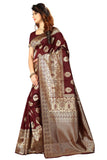 Sugathari Womens Banarasi Saree Pure Kanjivaram Silk Saree Soft New Ladies 2023 Design Wear Pattu Sarees Latest Cotton Party Sari Collections With Blouse Piece For Wedding Sadi (Sam Pari-20-Maroon)