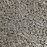 1200pcs 6 6mm Alphabet Beads Silver Cube Acrylic Black Letter Beads, for Bracelets and Jewelry Making