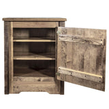 Montana Woodworks Homestead Collection Accent Cabinet With Laser Engraved Elk Design, Right Hinged, Stain & Clear, Stained & Cle