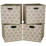 i BKGOO Cloth Storage Bins Set of 4 Thick Fabric Drawers Foldable Cubes Basket Organizer Container with Dual Metal Handles for S