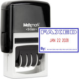 MaxMark Office Self Inking Date Stamp with Phrase Faxed - 2 Color Blue/Red Ink