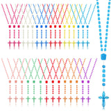 Sureio 36 Pcs Rosary Necklace Bulk Plastic Cross Rosary Necklace for Boys Girls Church Welcome Gifts Multicolor Bulk Rosaries Be